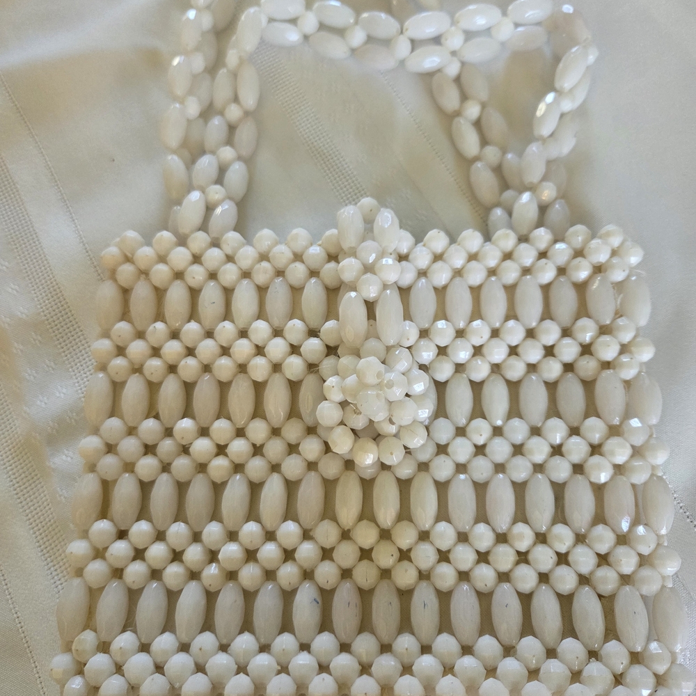 Source Unknown Cream Beaded Mini Bag - image 2